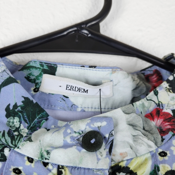 Erdem Quentin Ruffled Floral-print Cotton-poplin Dress in Blue - Picture 10 of 14